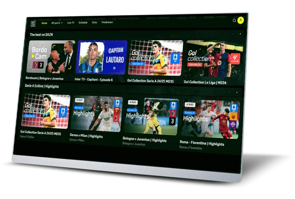Monitor con servizi DAZN